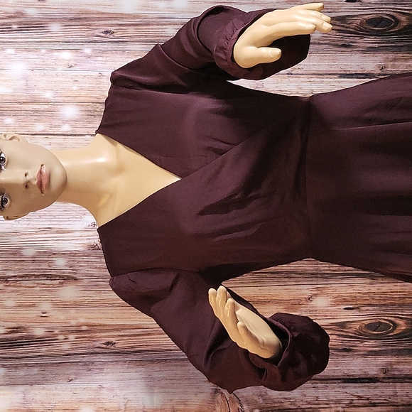 Express Women's Surplice Fit & Flare Long Sleeve Dress Size M ( Like New) - Picture 3 of 12